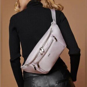 Caraa NWT Sling Bag Large Orchid Lavender Italian Nylon Water Resistant